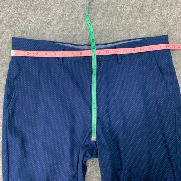 J. Crew Bowery Dress Pant Mens 36 Navy Dot Printed Flat Front Cotton Trousers - Picture 8 of 13